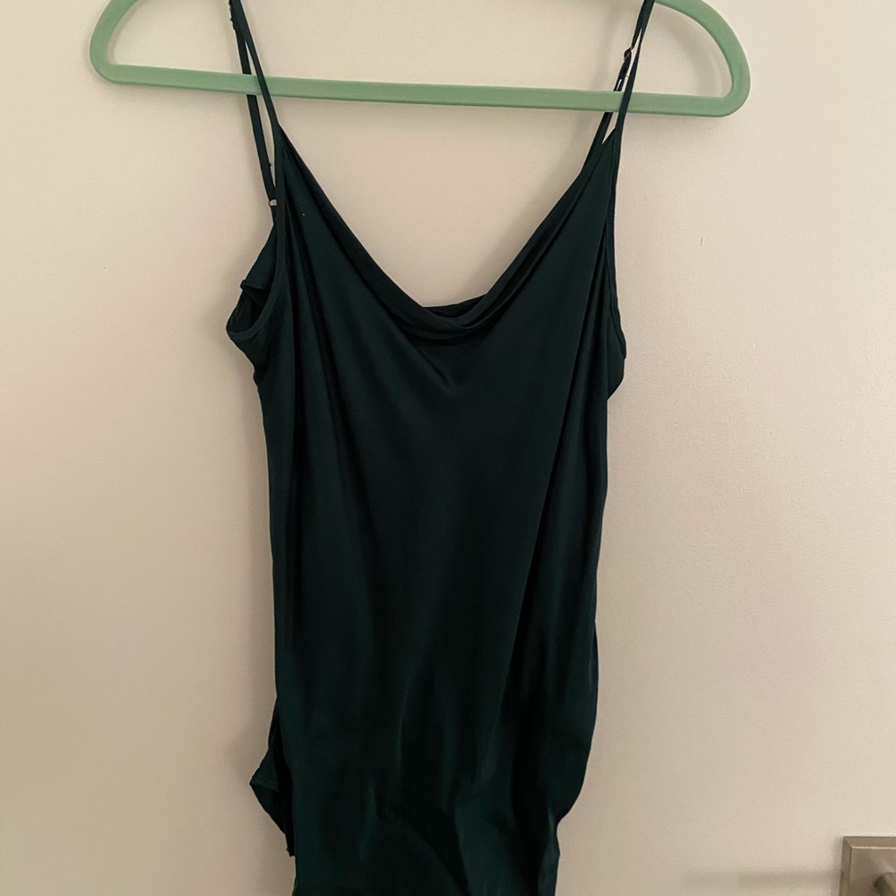 Dark green satin cowl neck cami.